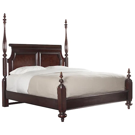 Queen Hand-Carved Poster Bed with Decorative Details